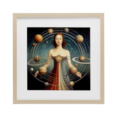 Imagem de Stupell Industries Impressão emoldurada branca da Galactic Orbits Woman Under Glass, design por Sasha, 13 x 13