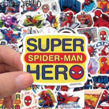 Imagem de Leeniuniu 50 pçs adesivo do Homem-Aranha para crianças, decalque de vinil à prova d'água de desenho de super-herói legal para meninas adolescentes, skate, notebook, telefone, guitarra, bicicleta