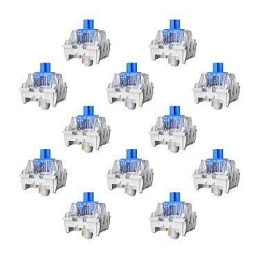 Imagem de Zhouwang Interruptores de teclado mecânico de substituição Blue Switch, à prova de poeira, clique de 3 pinos, digitação precisa, teclado faça você mesmo, teclado para jogos com 1 Kailh Box Branco Pro
