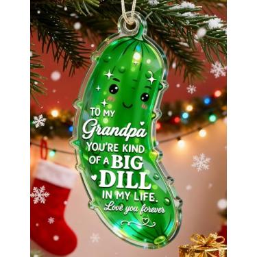 Imagem de MAMAGIFTREE Engraçado vovô Natal enfeite de picles de cristal decoração de árvore, presentes de aniversário de netos