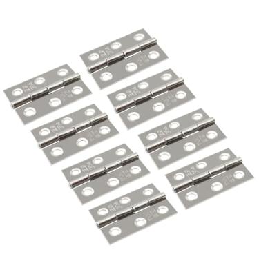 Imagem de Lamvbls 8 peças de aço inoxidável 304 mini dobradiças dobráveis de 5 cm com parafusos, dobradiças dobráveis para armários pequenos para artesanato