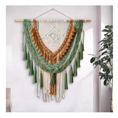 Imagem de Macrame Wall Hanging Tapeçaria de parede estilo boho com franjas, tecida à mão. good para decoração de casa, pousada ou hotel.(100x120cm/39.4x47in)