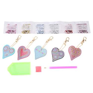 Imagem de Chaveiro em formato de coração Decoração DIY Broca de resina Pintura de diamante Chaveiro Presente Decoração de casa Kit de artesanato feito à mão para mulheres Meninas