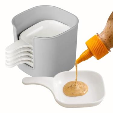 Imagem de Prato de molho de soja - Bandejas de molho de soja com alça - Bandeja de ketchup com suporte para iogurte, servir, cozinha, restaurantes, mesa de jantar, reuniões de família, piqueniques, churrasco