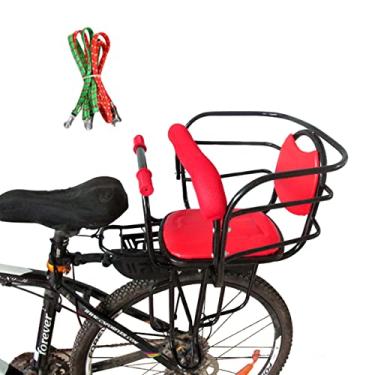 Imagem de Assento traseiro de bicicleta infantil, suporte para selim de bicicleta infantil para crianças com apoio seguro para as costas com apoio de braço e pedal de proteção para corrimão, adequado para