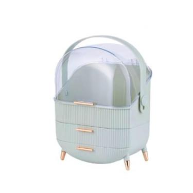 Imagem de Organizador multifuncional de beleza, organizador de maquiagem, organizador de joias de produtos para cuidados com a pele, com tampa e alça à prova de poeira para quarto, banheiro, mesa (verde claro)