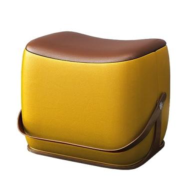 Imagem de Espreguiçadeira de couro, banco de pé estofado em forma de sela, banco de mudança de sapato, apoio para os pés, banco de descanso para os pés, sofá para poltrona, sala de estar