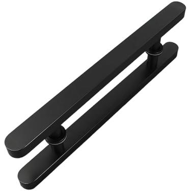 Imagem de Maçaneta de porta push pull de aço inoxidável, conjunto de substituição de ferragens de porta moderna, maçanetas de porta de vidro de chuveiro em forma de H, alça de puxar barra de portão para