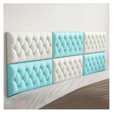 Imagem de ZDJZMGZ Painéis de parede autoadesivos, adesivo de parede de proteção espessa, acolchoamento de parede anticolisão 3D, almofada macia de papel de parede revestido de couro removível (cinza + branco, 2