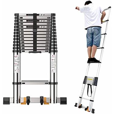 Imagem de OKUOKA Escada Telescópica Dobrável de Escalada Mais Alta 5 m 6,2 m 7 m 8 m, Escadas de Extensão Telescópica de Alumínio Poderoso para Telhados, Jardim e Escritório em Casa, Carga 150 kg (Tamanho: 6,2
