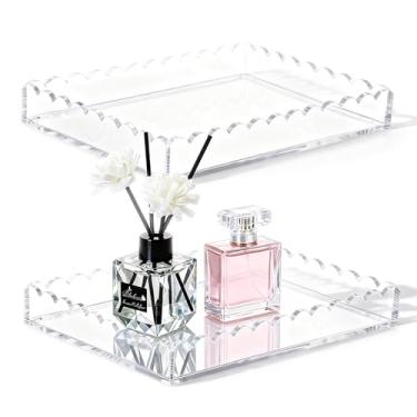Imagem de Bandeja de acrílico para banheiro, bandeja decorativa recortada, bandeja de perfume, organizador de bancada para joias, velas, sabonete, maquiagem, vaso sanitário, cozinha, sala de estar, decoração