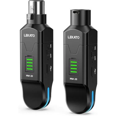 Imagem de LEKATO Sistema de microfone sem fio de 2,4 GHz, potência Phantom de 48 V para microfone condensador, transmissor XLR sem fio de alta resolução para microfone dinâmico, sistema PA, mixer de áudio (MW