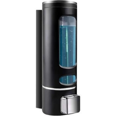 Imagem de Dispensador de xampu e condicionador – Dispensador de xampu de parede de 400 ml sem broca para sabonete líquido, sabonete, chuveiro, banheiro, hotel (preto)