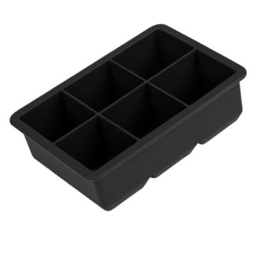 Imagem de Formas Gelo de Silicone 6 Cubos Grandes Empilhável Para Bombom Gelado Flexível Maleável(PRETA,5)