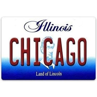 Imagem de GFJQJH Placa De Lata Metal 8X12" Chicago Illinois Novidade Licença Decoração Pintura Ferro Arte Decorativa Parede