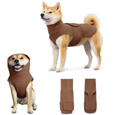 Imagem de Colete calmante para cães com gola rolê ajustável para fogos de artifício, separação, visitas ao veterinário, moletom com capuz para cães grandes e médios