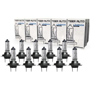Imagem de Kit 5 Pares Lâmpadas Automotiva Halógna H7 3200K 12V 55W Tiger Auto 
