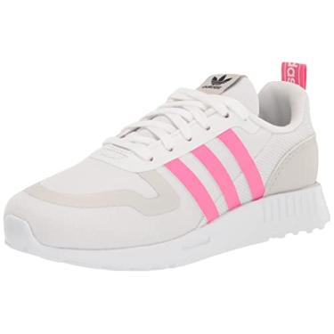 Imagem de adidas Originals Tênis unissex infantil Multix, Branco/Pulse Magenta/Cinza One, 4 Big Kid