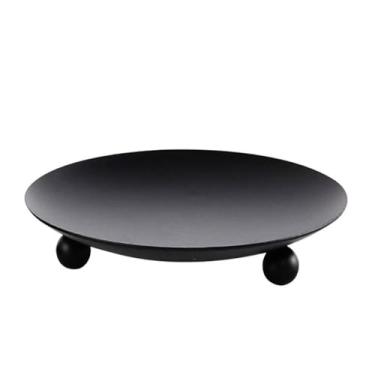 Imagem de Generic Suporte de vela de ferro preto simples decorativo placa de metal pilar criativo dourado festival castiçal (7 cm, preto)