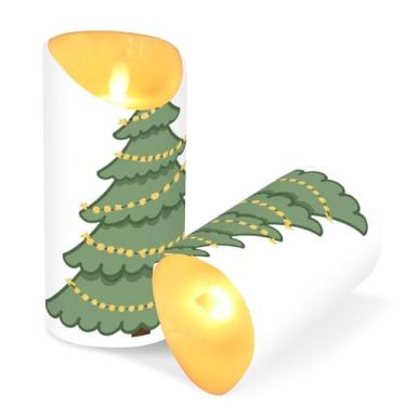 Imagem de Blueangle Pacote com 2 velas de árvore de Natal sem chama com controle remoto e temporizador, velas LED cintilantes (7,6 cm x 9,9 cm) para decoração de casa, casamento, acampamento (737)