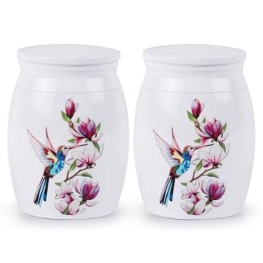 Imagem de INRPDOM Conjunto de 2 urnas pequenas para cinzas humanas, mini urna para cinzas de 3 cm - urna de lembrança de memorial de aço inoxidável