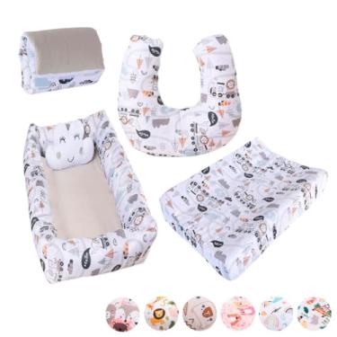 Imagem de Kit Ninho Redutor Quadrado + Almofada de Amamentação Sublimada + Trocador Anatômico + Trocador Portátil Menino e Menina(TRENZINHO)