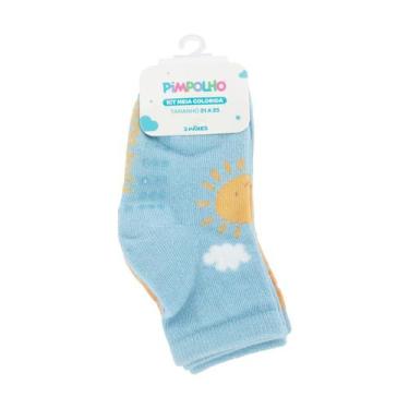 Imagem de Kit 3 Pares De Meia Colorida Infantil Bebê Masculino 21 A 25 Pimpolho