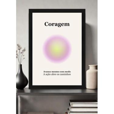 Imagem de Quadro Força/Coragem/Superação com Vidro e Moldura Preta Tamanho:21cm 