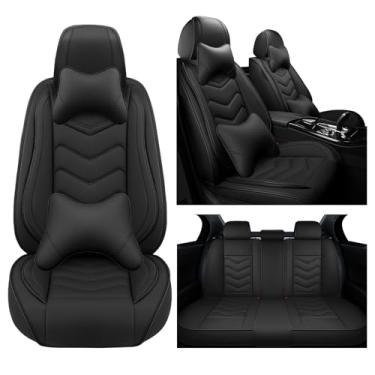 Imagem de Capas de assento de carro para Honda Pilot 2003-2025, capa de assento de couro napa impermeável, capas de assento de carro antiderrapantes, compatíveis com airbag, conjuntos de capas de assento de