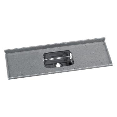 Imagem de Pia De Cozinha Mármore Sintético 160x55cm Com Cuba Aço Inox Multimóveis CR20475 Cinza