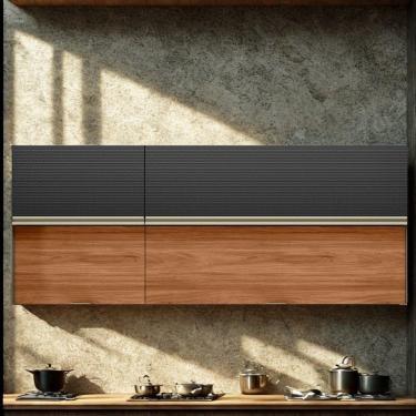 Imagem de Armario Aereo 120 Cm E Armario Aereo 60 Cm Mdf Proenca Nogueira Carbono Prime Demartez