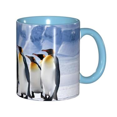 Imagem de Zeraoke Canecas de café criativas com estampa de pinguins no iceberg, personalizadas, presente para a família, tamanho de 325 ml, unissex