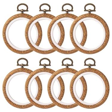 Imagem de Framendino, Pacote Com 8 Mini Bastidores Redondos Para Bordado, Moldura De Exibição De Madeira Imitada De 3 Polegadas, Círculo, Aro De Ponto Cruz Para Artesanato, Costura, Enfeites Pendurados
