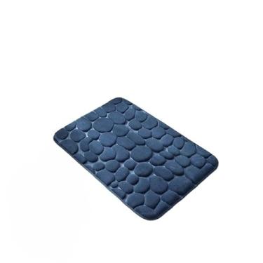 Imagem de Kit 2 Tapete Banheiro, Toalha de Piso Banheiro, Antiderrapante Soft Macio Luxo 60x40cm, Elegante e Esteticamente AgradáVel tapete banheiro(PARALELEPIPED AZUL)