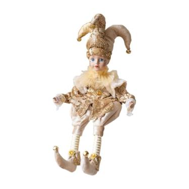 Imagem de Fiocias Decoração de Natal: Boneco de Palhaço, Enfeite de Mesa para Prateleira Ou Janela, Ouro, Tamanho real