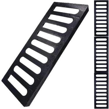 Imagem de DuuMuut Grelha De Drenagem De Ferro Fundido, Tampa De Drenagem Externa 20X8, Grelha De Esgoto De 3 Peças Classe B, Grelha De Canal Durável E Resistente, Grelha De Drenagem Retangular Preta Para Entr