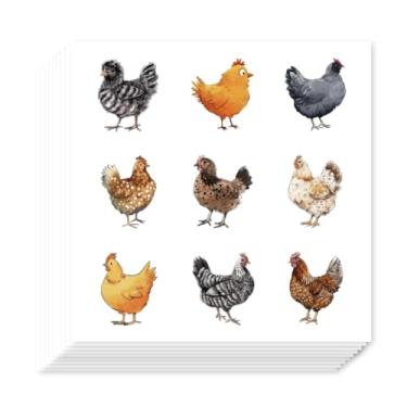 Imagem de AHANDMAKER 180 adesivos autoadesivos de frango, 9 estilos fofos adesivos de galinha e fazenda decalques de desenho animado de 2,5 cm para álbum, planejador de artes, calendário, scrapbook, artesanato