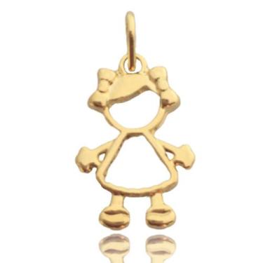 Imagem de Pingente de Filhos Filha Menina Banhado a Ouro 18k - Dinis Joias
