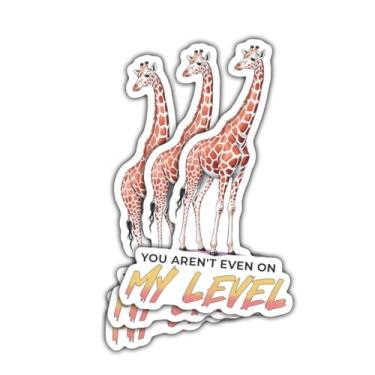 Imagem de 3 adesivos de girafa You Aren't Even on My Level, decalques engraçados de vinil com citação de animais altos para laptop, caderno, garrafa de água, para-choque de carro, álbum de recortes, presente
