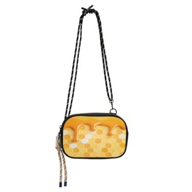 Imagem de Bolsas de celular pequenas bolsas transversais carteira feminina mini bolsa de ombro colmeia de mel