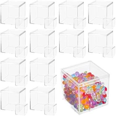Imagem de yeesport 24 caixas de acrílico com tampa, 10 x 10 x 10 cm, 5 x 5 x 5 cm, caixa de plástico transparente pequena, organizador de cubo de acrílico, caixa de exibição para joias de doces, itens pequenos