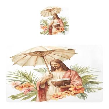 Imagem de Burbuja Jogo americano conjunto de 2, tapetes de mesa de cozinha de coco tropical, antiderrapante, resistente ao calor, à prova d'água, para mesa de jantar, lavável, 30,5 x 45,7 cm