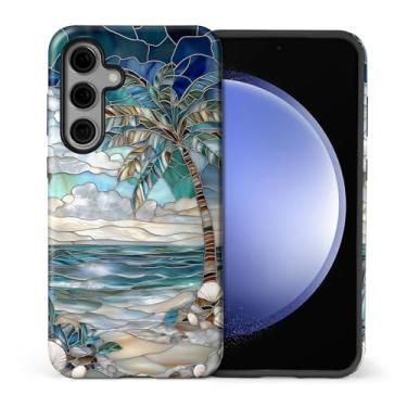 Imagem de Flivro Capa para Samsung Galaxy S25 FE, 2 em 1 PC, capa rígida de silicone, amortecedor interno, antiarranhões, à prova de impacto, design fino, palmeira de praia