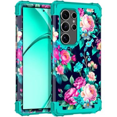 Imagem de Rancase Capa para Galaxy S24 Ultra, proteção resistente à prova de choque de três camadas de plástico rígido + capa protetora de borracha de silicone macio para Samsung Galaxy S24 Ultra 5G, brilha no