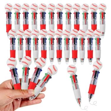 Imagem de Zhirlyn Canetas de beisebol, mini caneta multicolorida em uma 4 em 1 Kawaii, canetas esferográficas legais para lembrancinhas de festa de aniversário, materiais para professores (beisebol, 24)