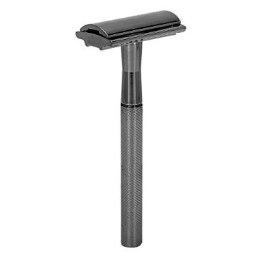 Imagem de Yinhing Faca de Barbear de Lâmina Dupla Face Manual de Liga de Zinco Antiderrapante Com Corpo Galvanizado para Barbearia Profissional e Uso Doméstico (Preto)
