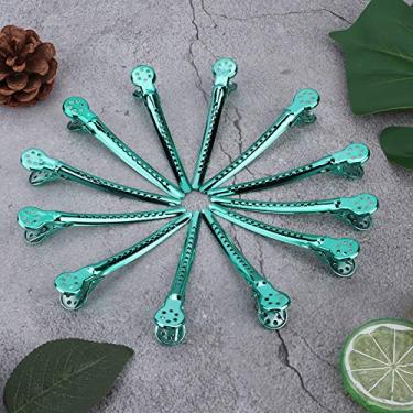Imagem de Cryfokt Grampos de Corte de Cabelo à Prova de Ferrugem Clipes de Estilo de Salão de Beleza para Bang 12 Peças Caixa para Estilo de Salão de Beleza Cor Verde para Grampos de Cabelo de Barbeiro (Verde)