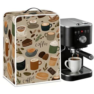 Imagem de BVBOX Capa para cafeteira, durável, à prova de poeira, mistura de algodão e poliéster, leve, protetor de aparelho de ajuste universal para bancada de cozinha (café)