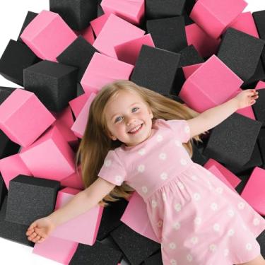Imagem de WINTECY 24PCS Foam Cubes 5"x5"x5"- Foam Pit Blocks Set, Soft Stacking Blocks for Indoor Games,Trampolines, Gymnastics, Parkour & Action Sport (Black and Pink)