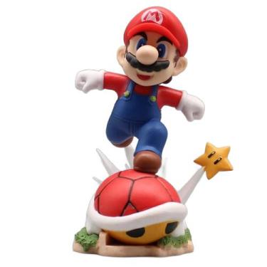 Imagem de Estátua Mario e Casco: Super Mario Bros Game Nintendo 12cm